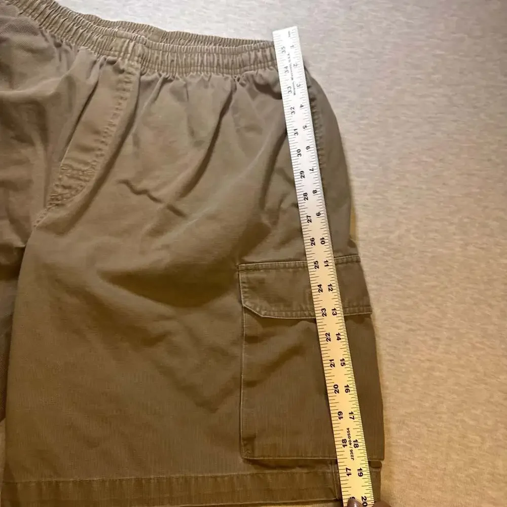 Big Dogs Vintage Tan Cargo Shorts Elastic Waist Mens Size XL